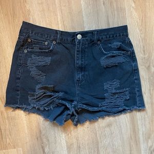 American Eagle Black High Rise Distressed Shorts
